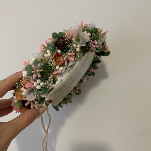 Faux flower + succulent crown photoshoot etsy main image 5